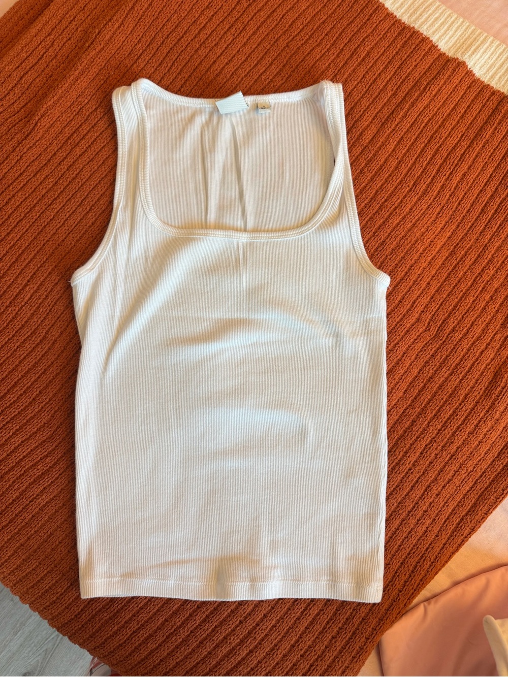 Aritzia Home Stretch Classic White Ribbed Tank Top